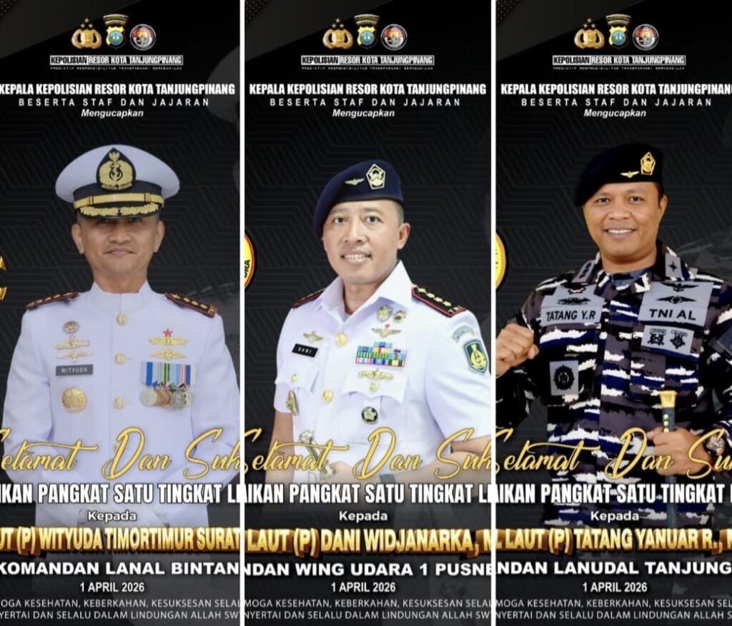 Polresta Tanjungpinang Ucapkan Selamat Kenaikan Pangkat Perwira TNI AL, Sinergi Kian Kuat