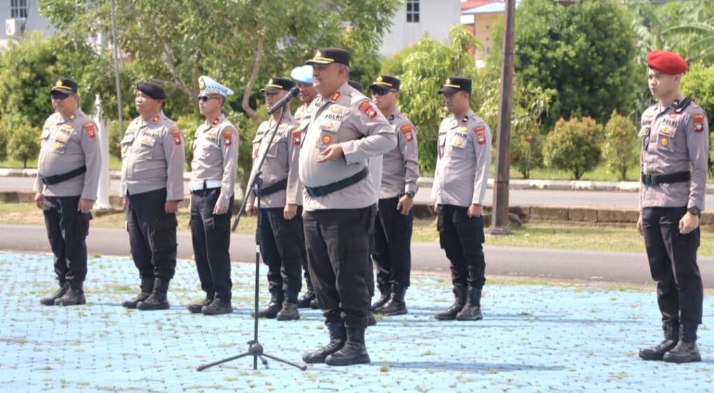 Kapolres Lingga Pimpin Apel Pengamanan Kunjungan Delegasi Pahang, Ratusan Personel Gabungan Disiagakan