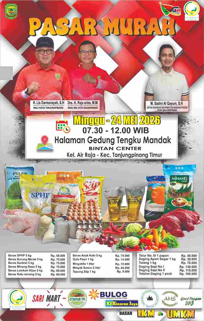 Pemko Tanjungpinang Gelar Pasar Murah Jelang Iduladha, Beras hingga Daging Dijual Lebih Murah