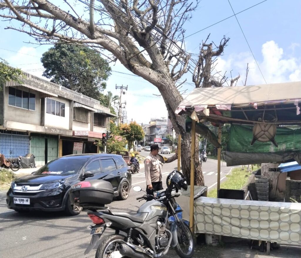 Bhabinkamtibmas Tanjung Unggat Deteksi Dini Pohon Rawan Tumbang di Jalur Padat Kendaraan