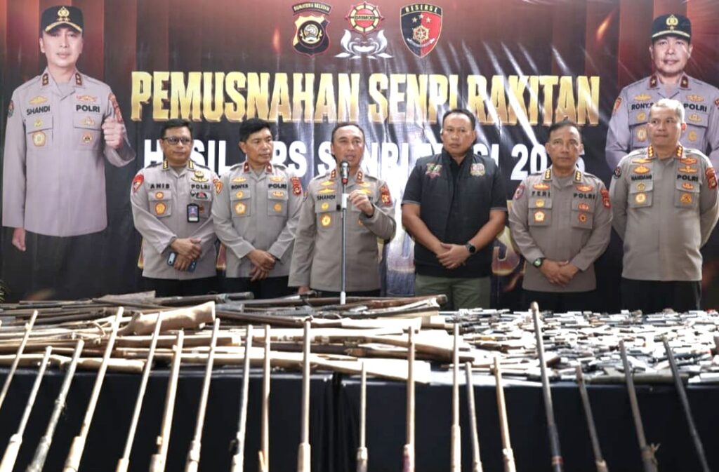 Polda Sumsel Musnahkan 397 Senjata Api Ilegal Hasil Operasi Senpi Musi 2026
