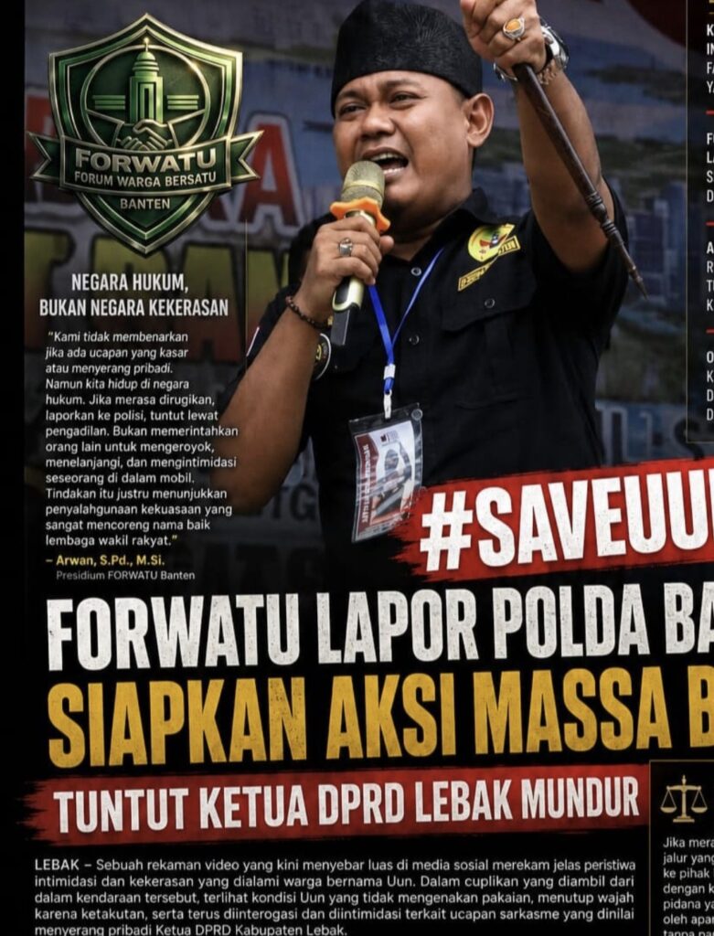 Forwatu Banten Laporkan Dugaan Kekerasan terhadap Aktivis Uun ke Polda, Siapkan Aksi Massa