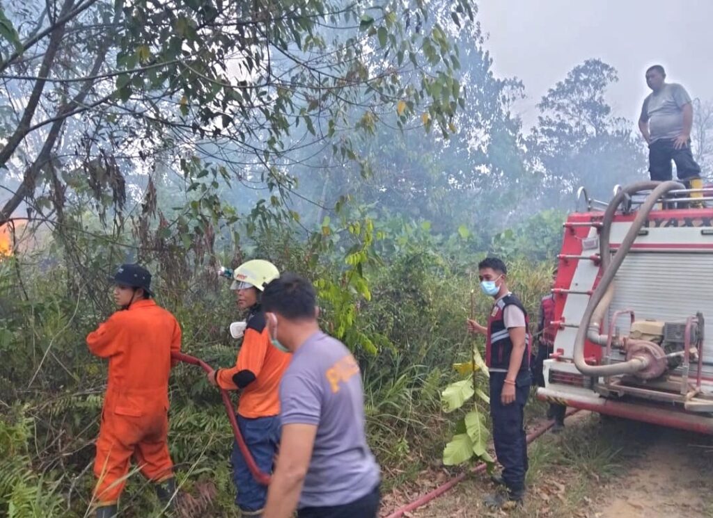 Respons Cepat Laporan Call Center 110, Polisi dan Damkar Padamkan Kebakaran Lahan 1,9 Hektare di Bintan